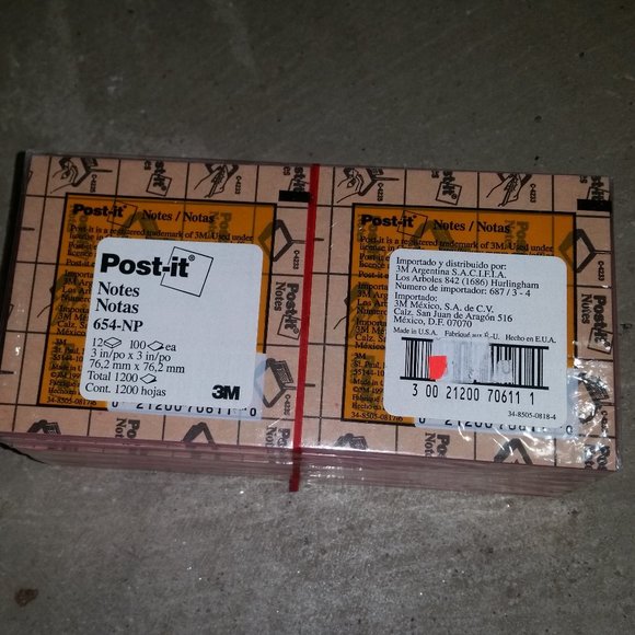 12pads Post It Notes 654 3x3 100/each Neon Pink - Picture 3 of 3